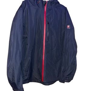 Chickfila Men’s Navy Blue Team Style Oobe Hooded Rain Jacket Parka Large